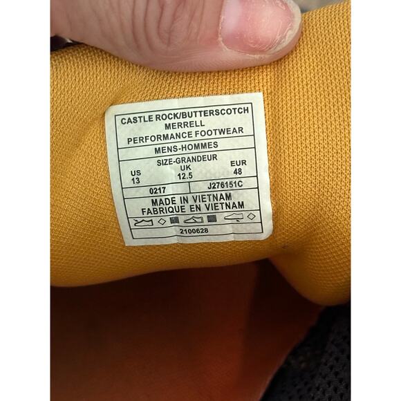 Merrell Men's Gray Orange Castle Rock Lace Up Trail Running Shoes Size 13 - Picture 7 of 8